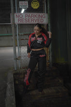 Load image into Gallery viewer, Black Women’s Varsity Windbreaker Set

